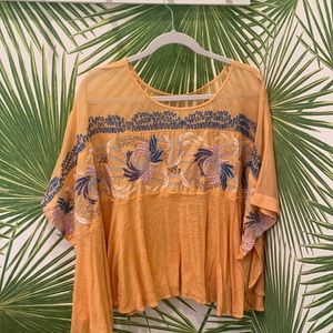 Free People flowy orange blouse